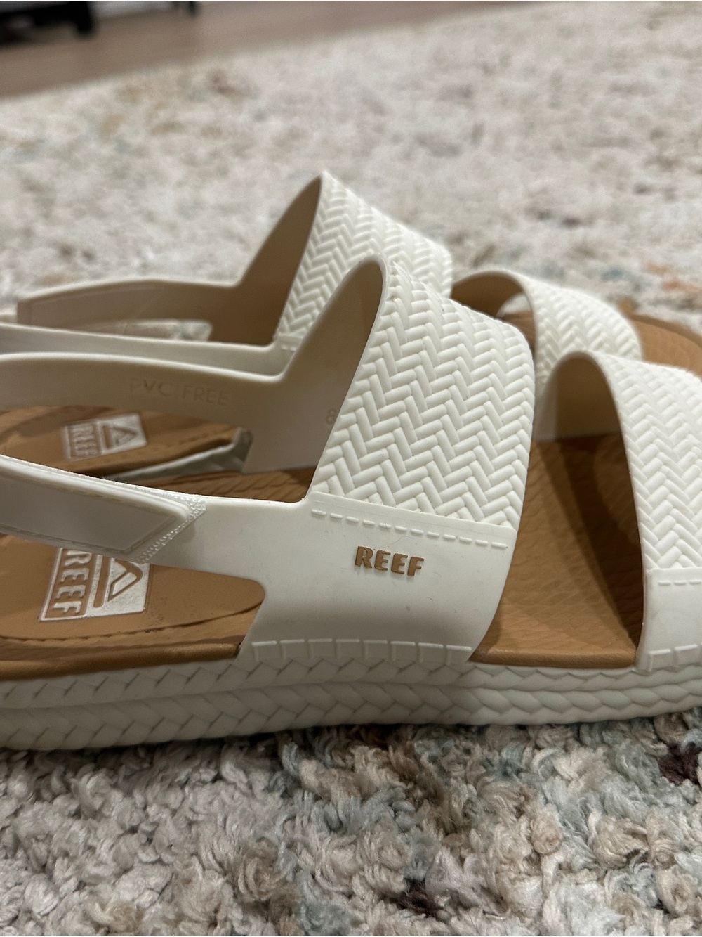 Reef Women’s White Textured Double-Strap Slide Sandals